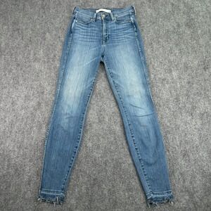 AYR Jeans Womens 26x28 Blue The Riser High Rise‎ Skinny Frayed Hem LA USA Made